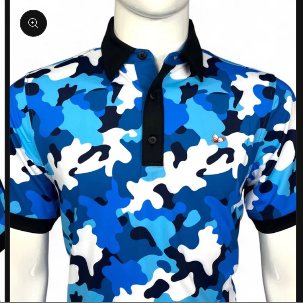 Stylish Blue Camouflage Men's Polo Shirt